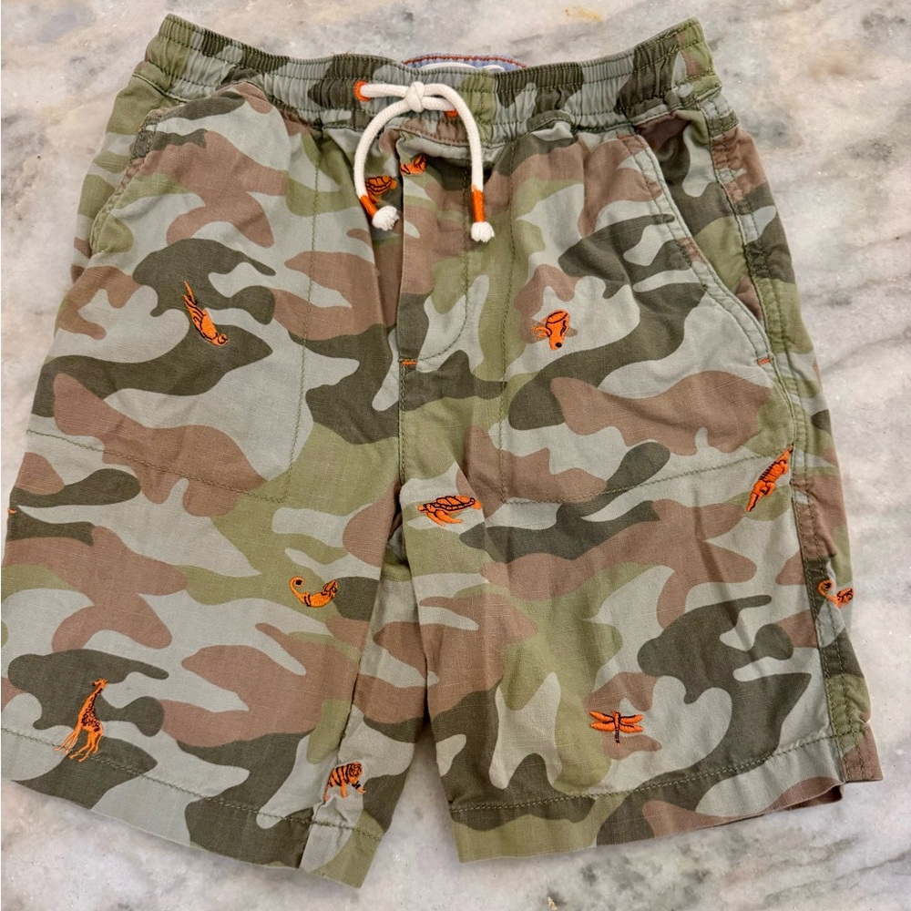 Boden Green and Blue Shorts with Orange Stitching